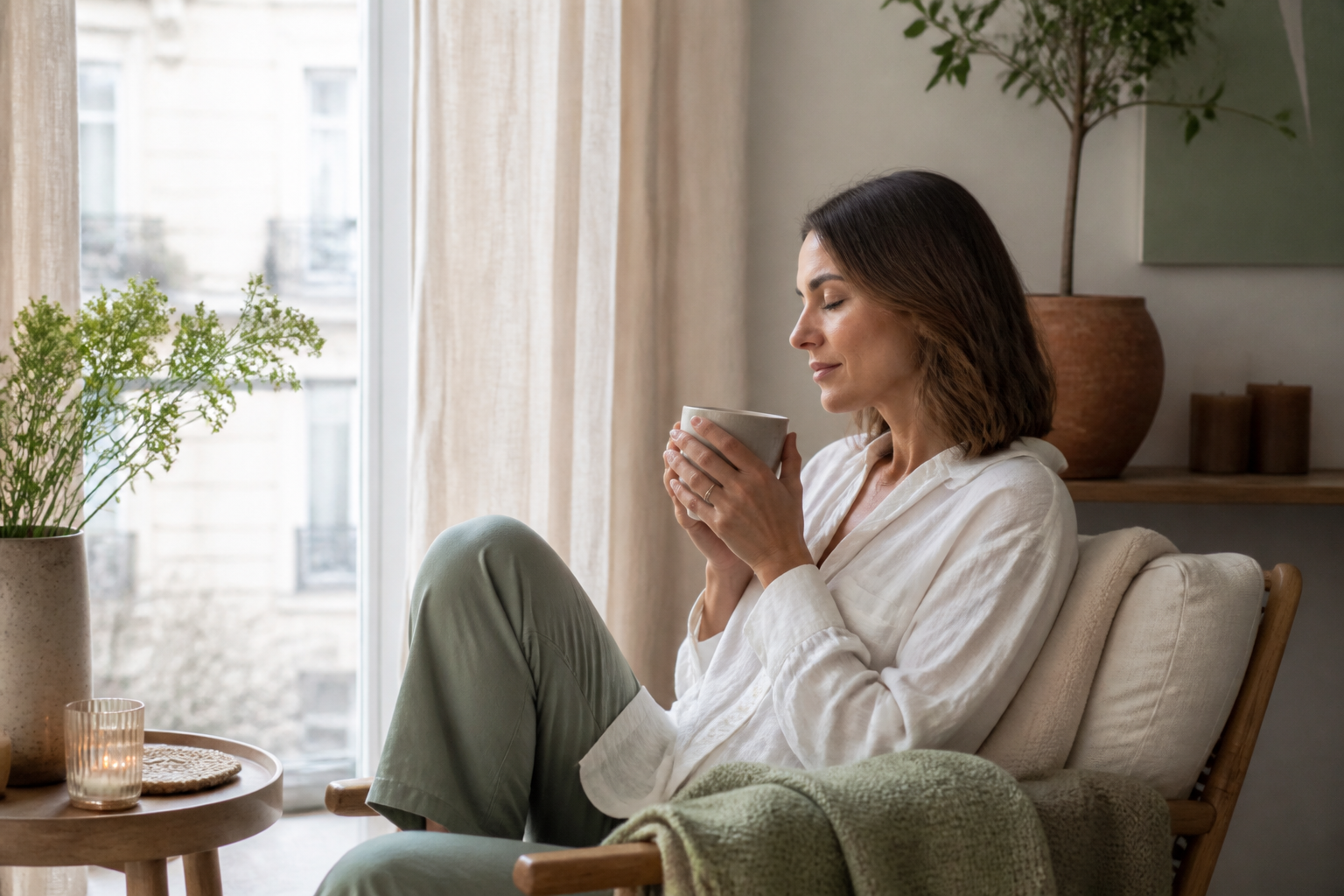 Pause calme avec une infusion pour retrouver son équilibre
