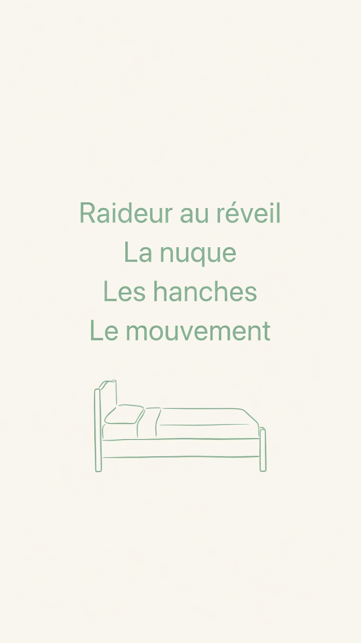 Schéma : la nuque, les hanches, le mouvement.